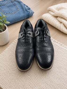 Tsubo Men’s Black Leather Brogue Oxford Dress Shoes